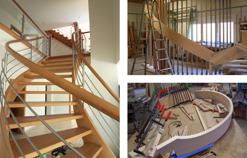 formverleimte Wangen und Handläufe einer Bogentreppe für einen tschechischen Kunden   Bildquelle: GRÄFE