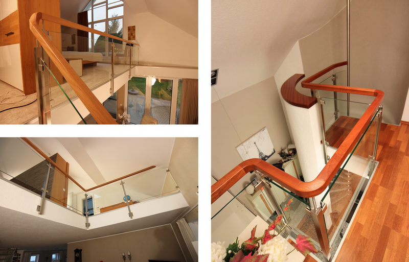 Galeriegeländer in Edelstahl-Glas-Holz Kombination     Bildquelle: GRÄFE