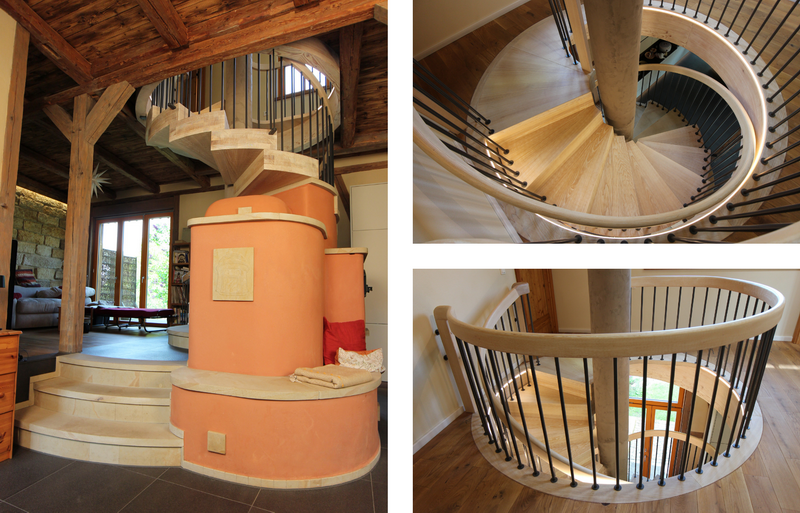 Details der Pizzaofentreppe aus Mauerwerk, Sandstein, gekalkter Esche und Stahl Bildquelle: GRÄFE Details der Pizzaofentreppe aus Mauerwerk, Sandstein, gekalkter Esche und Stahl Bildquelle: GRÄFE