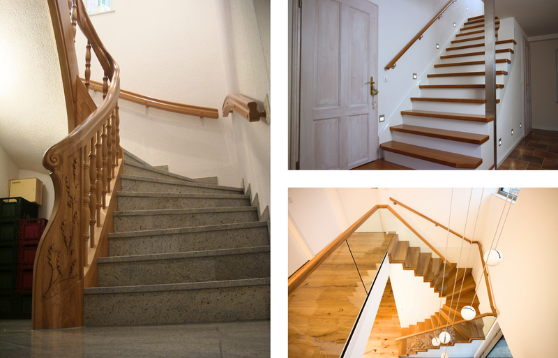 Handlaufvielfalt in Holz - klassisch griffprofiliert, schlicht rund oder modern vierkantig    Bildquelle: GRÄFE