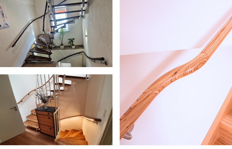 über Eck durchlaufende Handlaufgestaltung und Traversenbogen für Mauerversätze    Bildquelle: GRÄFE