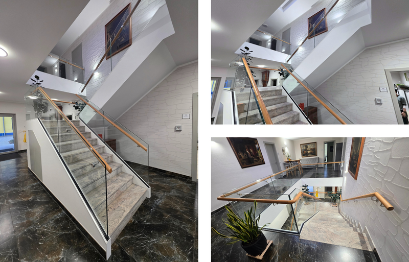 Foyertreppe mit weissen voll integrierten Ganzglasprofilen   Bildquelle: GRÄFE