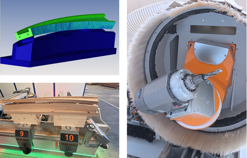 dreidimensional gebogener Handlauf in CAD-Theorie und Fräspraxis mit nur einer Aufspannung  Bildquelle: GRÄFE